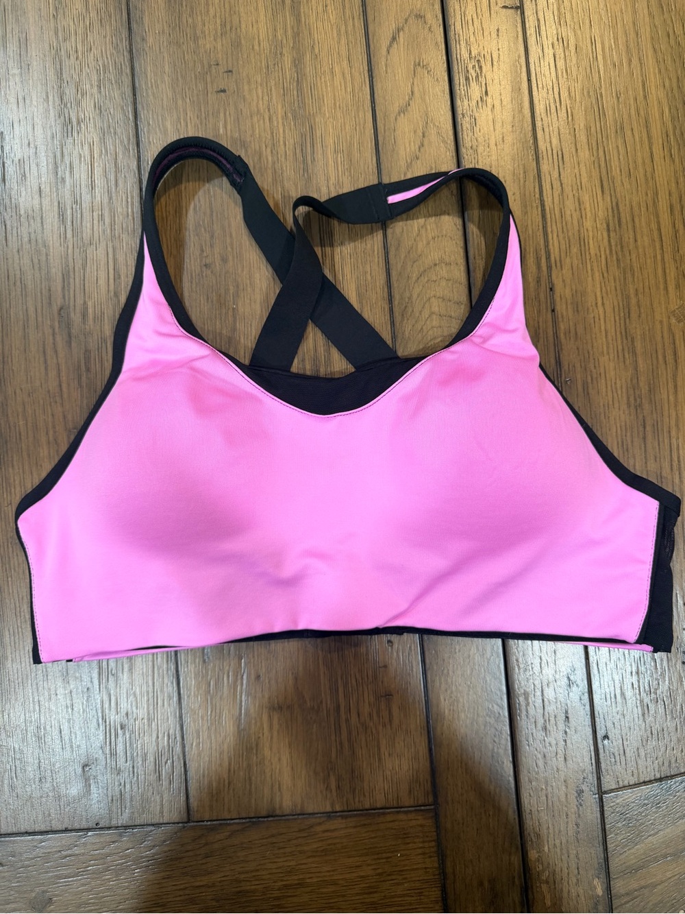 Victoria's Secret Hot Pink Cross-Back Sports Bra with Black Trim